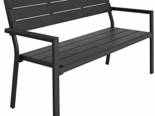 TecTake 800796 Banco de jardín Moderno, Asiento de Exterior Atemporal para el Porche, Mueble de Grandes Dimensiones para el Patio con Estructura de Aluminio (Gris Oscuro)
