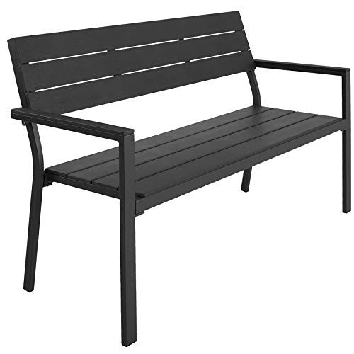 TecTake 800796 Banco de jardín Moderno, Asiento de Exterior Atemporal para el Porche, Mueble de Grandes Dimensiones para el Patio con Estructura de Aluminio (Gris Oscuro)