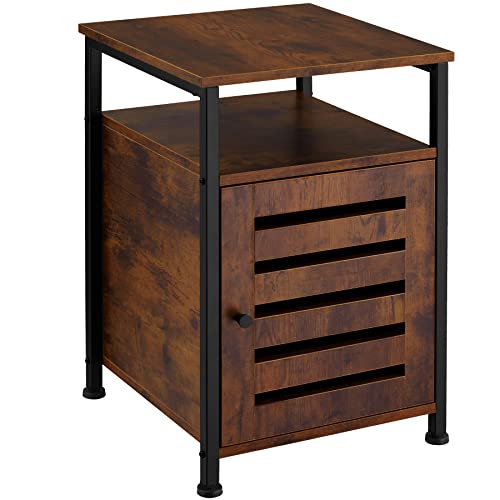 tectake 800925 Mueble Auxiliar para el salón, Mesita de Noche para el Dormitorio, Mobiliario de Interior (Madera Industrial Oscura)