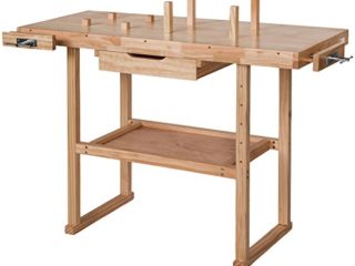 TecTake Banco de trabajo de madera con tornillos de banco - varios modelos - (Número 400915 (117x47.5x83cm))