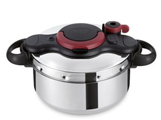Tefal Clipso Minut Easy Olla a presión de 6 L, con 5 Sistemas de Seguridad y Cierre fácil con una Sola Mano, Acero Inoxidable, 22 cm