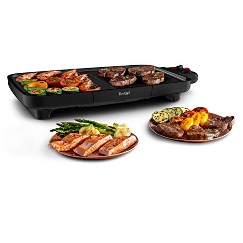 Tefal Plancha Booster CB6428 Plancha de cocina, hasta 8 raciones, plancha de asar, cocción booster, 2200 W, carne y verdura, revestimiento antiadherente, termostato ajustable