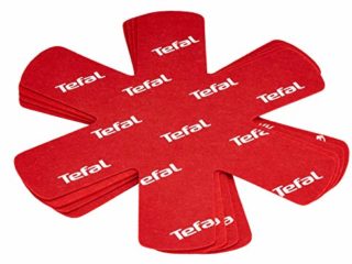 Tefal Protector de Ollas y Sartenes K22030 - Pack de 4 unidades, previene de arañazos, golpes y marcas, apilables, Tela, Rojo, 38 x 36 x 0.15 cm