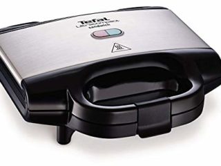 Tefal Ultracompact SM1552 - Sandwichera Acero inoxidable ultracompacta de 700 W con Luz piloto encendido/apagado y revestimiento antiadherente, con placas de 23 x 13 cm compacto, Negro/Plateado