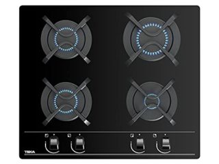 Teka | Placa Cristal Gas de 60 cm con mandos frontales ergonómicos de gas butano | GBC 64000 KBB | Cristal negro | 11 x 60 x 51 cm