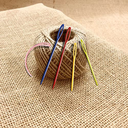 Tela de Arpillera Natural. Tejido de Saco de Yute. Retal de 2,5 x 1,50 metros para Manualidades textiles, Costura o decoración. Set con Hilo de Yute y Agujas Saqueras para coser