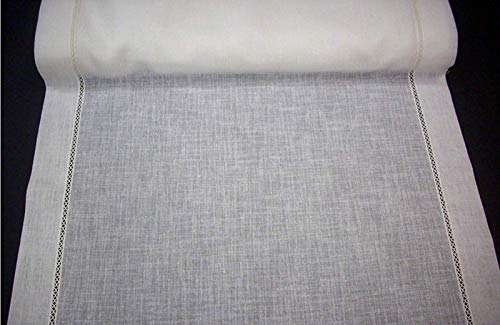 Telas para visillos para Ventana-Tela por Metros para Cortinas y visillos-Ancho de cm 35 a 120 - Tejido Blanco de Efecto Lino 100% poliéster (E -Ancho cm 60)