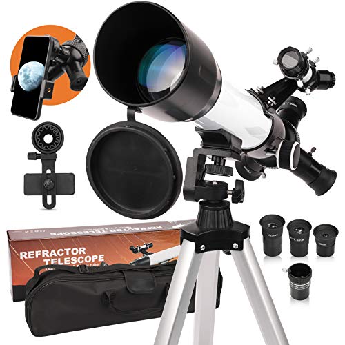 Telescopio Astronómico para Adultos 20x-167x, 500/60mm Telescopio Astronómico Portátil y Potente, Telescopio de Refracción con Trípode, Adaptador para Teléfono, Ideal para Principiantes Niños Adultos