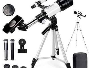 Telescopio Astronómico Zoom 150X HD 300/70 mm de Alta Ampliación Alcance de Viaje con Trípode, Portátil Equipado con Mochila y Adaptador de Teléfono Inteligente para Adultos, Niños y Principiantes