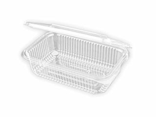 TELEVASO - 50 uds - Envase Recipiente para Comidas frías con Tapa bisagra Rectangular - Capacidad 750 ml - Polietileno (Pet) Transparentes