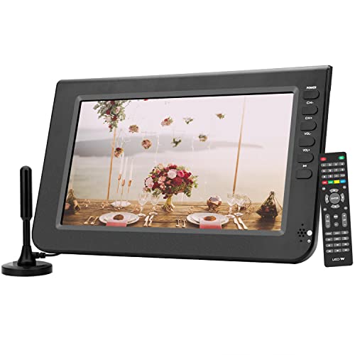 Televisor portátil, TV pequeña Digital DVB-T2, con batería Recargable TDT TV and HDMI,USB,AV in, Adecuado para la Cocina, el Coche y el Exterior