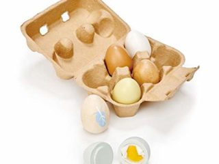 Tender Leaf Toys Huevos de madera – Juego de media docena de huevos en una caja de cartón