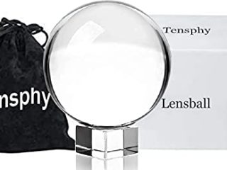 Tensphy K9 Bola de Cristal con Soporte Pulgadas Claro Decoración de Arte K9 Cristal Apuntalar para Fotografía Decoración