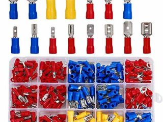 Terminales Eléctricos de Cable 280 Piezas, KEEHOM Conectores de Crimpado, Terminales Faston Aislados Eléctricamente, con Casquillos Planos y Redondos, 15 Tipos con Tubo para una Conexión Extra Fuerte
