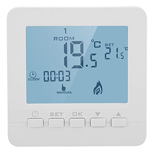 Termostato Calefaccion,Termostato programable Pantalla LCD Digital Controlador de Temperatura Inteligente Termostatos 5A Programable
