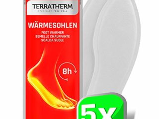 TerraTherm Plantillas Calentadoras - 5 Pares S, Plantillas Calentadoras, Almohadillas térmicas, 100% Calor Natural, Almohadillas térmicas con Forma de Plantillas para 8 Horas de pies Calientes
