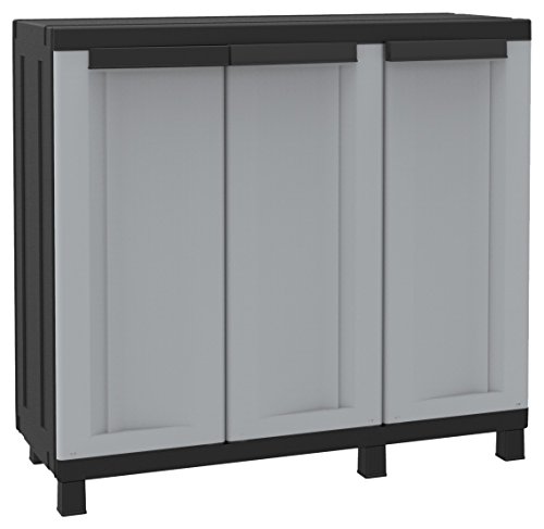 Terry, Twist Black 102b, Armario Multifunción 3 Puertas con 2 Compartimentos separados. 102x39x91,5 cm