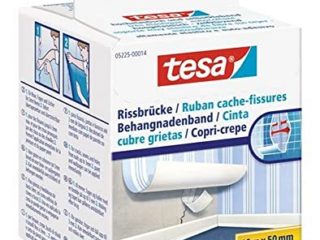 tesa Cinta Cubre Grietas - Cinta Autoadhesiva de Yeso Altamente Elástica para Reparación de Grietas y Fisuras - 10 m x 50 mm