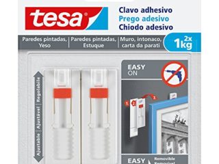 Tesa Clavo adhesivo ajustable, ideal para cuadros, para paredes pintadas y yeso (1 kg)