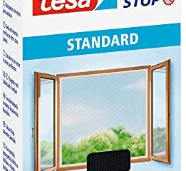 tesa Insect Stop Malla Mosquitera STANDARD para Ventanas , Mosquitera Autoadhesiva , Recortable al Tamaño Deseado , Gris Antracita, 130 cm x 150 cm