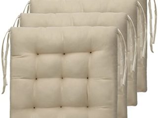 Tesosy Pack 4 Cojines para Sillas , Cojín Decorativo de Asiento 40 x 40 x 3.5 cm con Correas de Sujeción , ​Poliéster , 9 Pespuntes , Ideal para la Decoración de Jardín , Beige , Fabricado en España