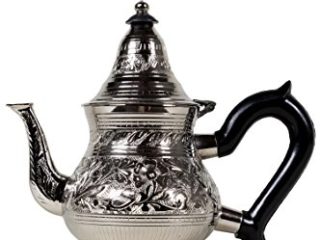 Tetera de plata marroquí hecha de latón Bejan 400 ml | Cafetera Oriental con Mango y Filtro integrado | Jarra en el estilo de Marrakech como decoración para el hogar o la cocina