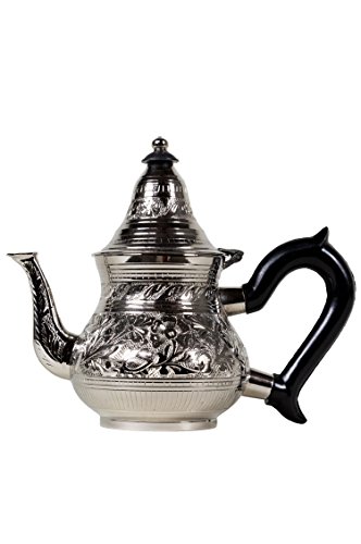 Tetera de plata marroquí hecha de latón Bejan 400 ml | Cafetera Oriental con Mango y Filtro integrado | Jarra en el estilo de Marrakech como decoración para el hogar o la cocina