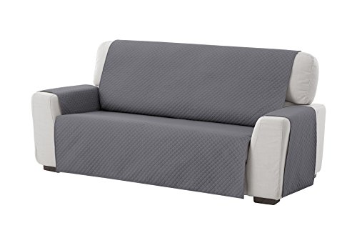 Textilhome - Funda Cubre Sofá Adele, 2 Plazas, Protector para Sofás Acolchado Reversible. Color Gris