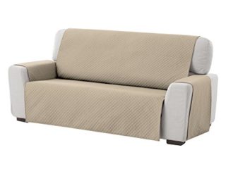 Textilhome - Funda Cubre Sofá Adele, 3 Plazas, Protector para Sofás Acolchado Reversible. Color Beige