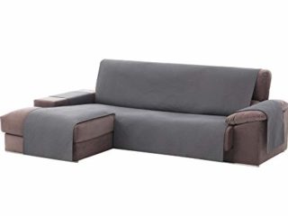 Textilhome - Funda Cubre Sofá Chaise Longue Adele, Protector para Sofás Acolchado Brazo Izquierdo. Tamaño -200cm. Color Gris (Visto DE Frente)