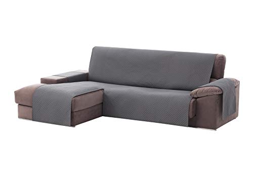 Textilhome - Funda Cubre Sofá Chaise Longue Adele, Protector para Sofás Acolchado Brazo Izquierdo. Tamaño -200cm. Color Gris (Visto DE Frente)