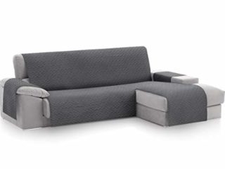 Textilhome - Funda Cubre Sofá Chaise Longue Circus, Protector para Sofás Acolchado Brazo Derecho. Tamaño -200cm. Color Gris (Visto DE Frente)