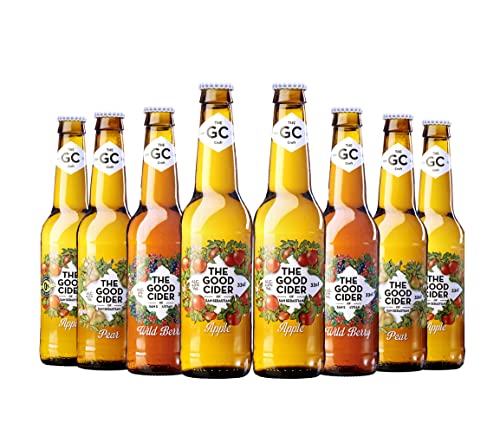The Good Cider Mixta - Sidra de manzana, manzana 0%, pera y frutos del bosque, Sidra Natural de Sabores – Caja 12 botellas x 33 cl