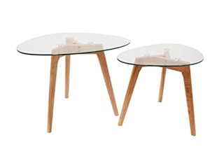 THE HOME DECO FACTORY CMHD3212 Set 2 MESAS Nido Cristal, Madera, 60 x 45 x 43 cm