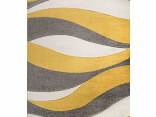 The Rug House Alfombra para Sala de Estar Color Ocre Mostaza y Amarillo con diseño Ondulado 160cm x 230cm