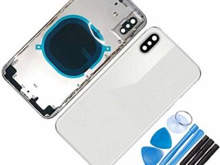 THE TECH DOCTOR Carcasa trasera de chasis de repuesto para iPhone XS - Completo con herramientas - Kit de reparación profesional (XS Max, plata)