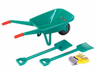 Theo Klein 2752 Set de jardinería con carretilla Bosch I Con pala, rastrillo y guantes de trabajo I Juguete para niños a partir de 3 años