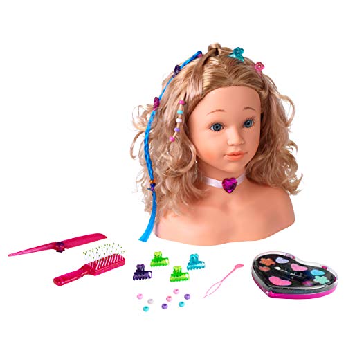 Theo Klein 5240 Cabeza de maquillaje y peluquería «Sophia», de la Princesa Coralie I Con accesorios para el cabello y cosméticos I Para niños a partir de 3 años