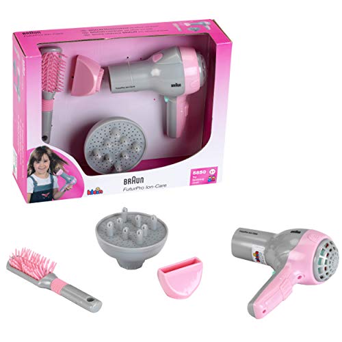 Theo Klein 5850 Secador Braun | Secador para niños con cepillo y difusor incluidos | Juguetes para niños a partir de 3 años