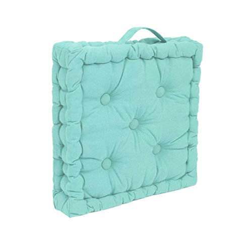 thesecrethome.es - Cojines Acolchados para Silla de 40 x 40 CM - Cojín de Suelo con Asa - 100% Algodón - Decoración Hogar Ideal para Hogar, Jardín o Terraza (Verde Menta)