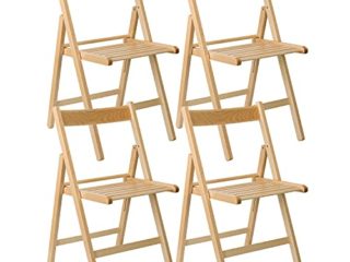 THINIA HOME Set 4 Sillas Plegables de Madera para Exterior Buiani | Sillas para Jardín, Terraza, Balcón o Patio | También Aptas para Interior | Sillas de Madera de Haya | Made in Italy