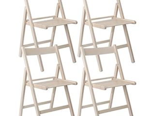 THINIA HOME Set 4 Sillas Plegables de Madera para Exterior Buiani | Sillas para Jardín, Terraza, Balcón o Patio | También Aptas para Interior | Sillas de Madera de Haya | Made in Italy