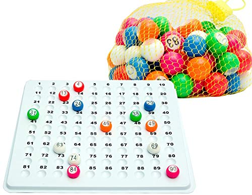 Thomas & Anca Club Supplies Ltd Bolas de bingo y bandeja de cheques empotrada 1-90 Bingo Juego de llamadas de bingo