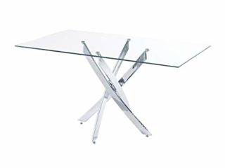 Thunder, Mesa de Comedor Fija, Mesa de Salon o Cocina, Acabado en Cristal Templado y Metal Cromado, Medidas: 150 cm (Largo) x 90 cm (Ancho) x 75 cm (Alto)