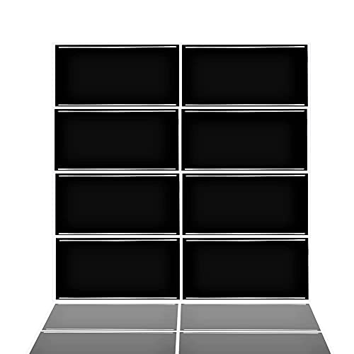 Tic Tac Tiles 30 cm x 30 cm 5 Láminas, 3D Azulejos Adhesivo Metro Azulejos de la pared para Cocina y Baño - Negro ladrillo azulejos mosaico (Recta Negro)