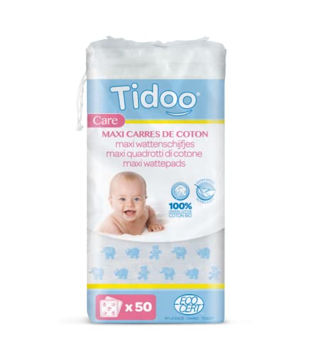 Tidoo Maxi Carrés Coton BIO – Paño cuadrado de algodón grande para bebés, 50 unidades