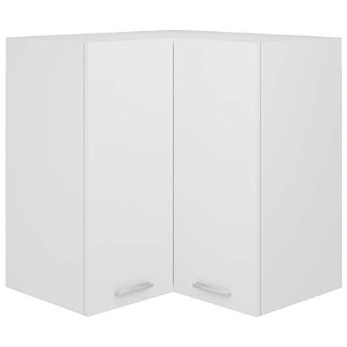 Tidyard Armario Colgante de Esquina Armario de Almacenamiento Armario de Cocina Aglomerado Blanco 57x57x60 cm