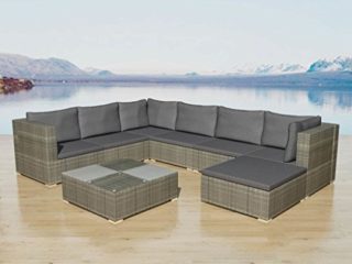 Tidyard Conjunto Muebles de Jardín de Ratán 24 Piezas Sofa Jardin Exterior Sofas Exterior Jardin Ratan Conjunto Jardin para Jardín Terraza Patio en Poli Ratán Gris
