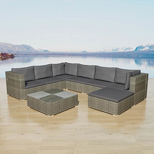 Tidyard Conjunto Muebles de Jardín de Ratán 24 Piezas Sofa Jardin Exterior Sofas Exterior Jardin Ratan Conjunto Jardin para Jardín Terraza Patio en Poli Ratán Gris
