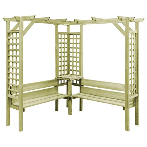 Tidyard Pérgola Esquinera de Madera Cenador de Esquina Gazebo Pared Enredaderas Pérgola de Esquina con Banco Madera de Pino impregnada FSC